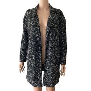 MELLODAY Black & White Open Front Knit Cardigan Jacket